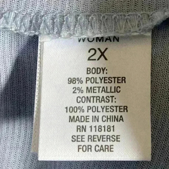 Roz & Ali Women Blouse Blue Geometric Print Size 2X - Picture 9 of 9